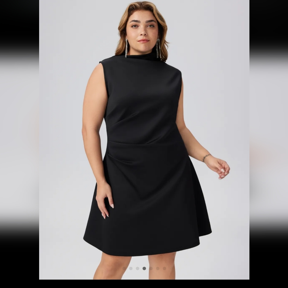 Turtleneck Sleeveless Raunched Minidress